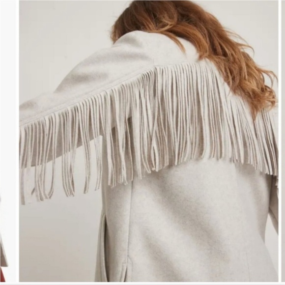 Marine Layer Fallon Fringe Shirt Jacket Oatmeal Size Large NWT Limited Edition - Picture 2 of 6